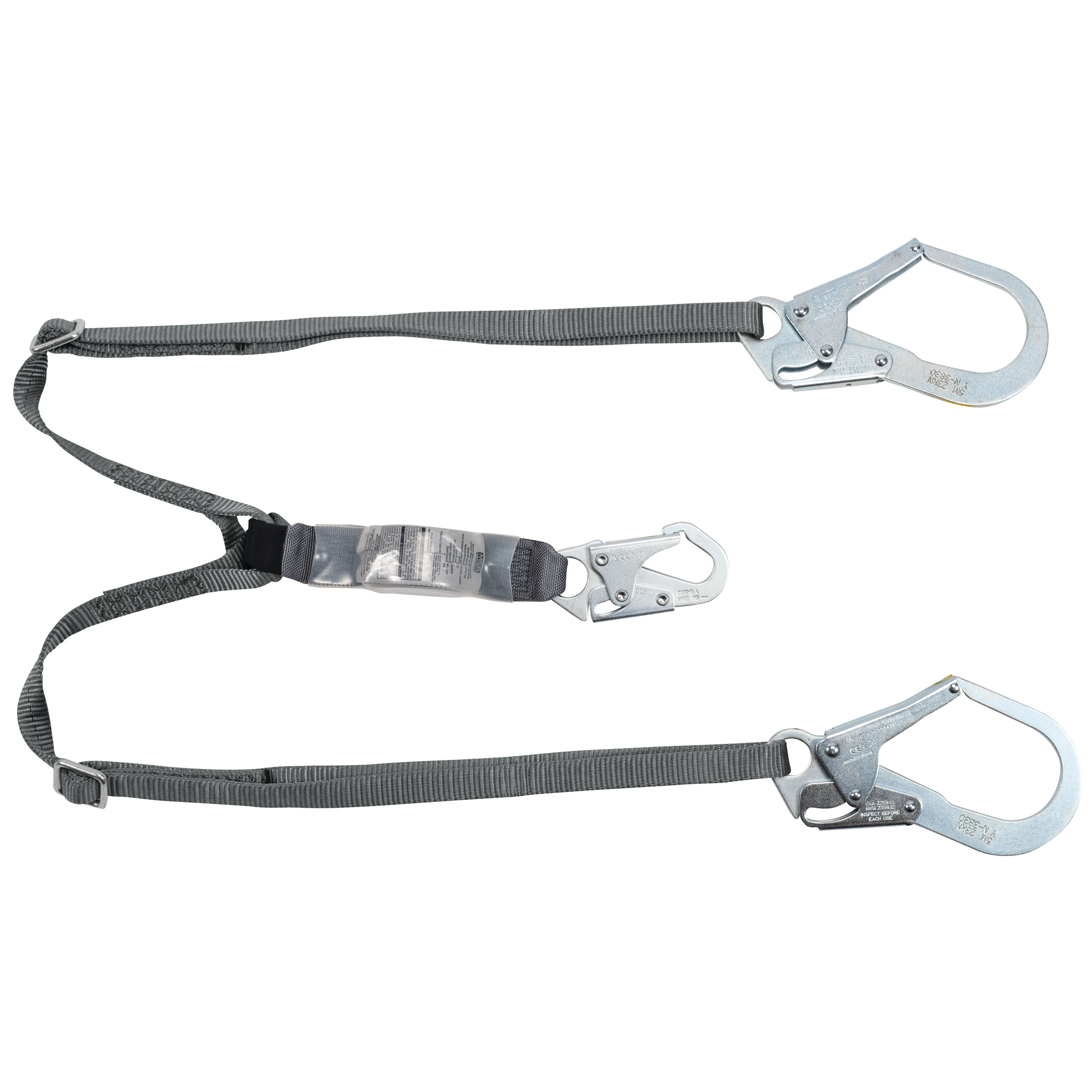 V-Series Standard twin-leg adjustable energy absorbing lanyard, 6', 36CL large snaphooks, ANSI Z359.13